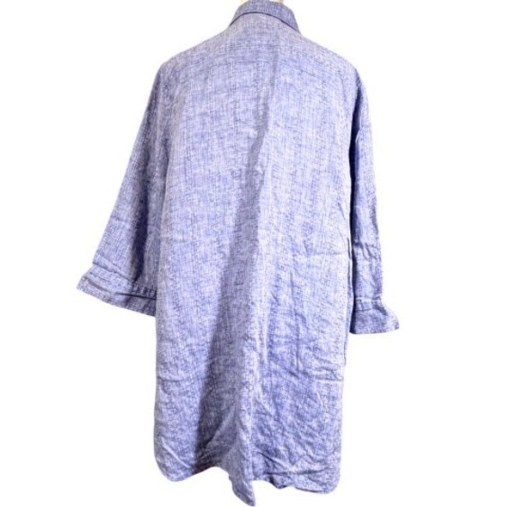 Chico's No Iron Size 3 (16/18) Blue White Textured Woven Tunic Shirt Button - Picture 5 of 10
